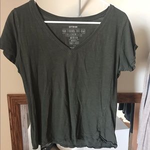 Plain army green V neck tee
